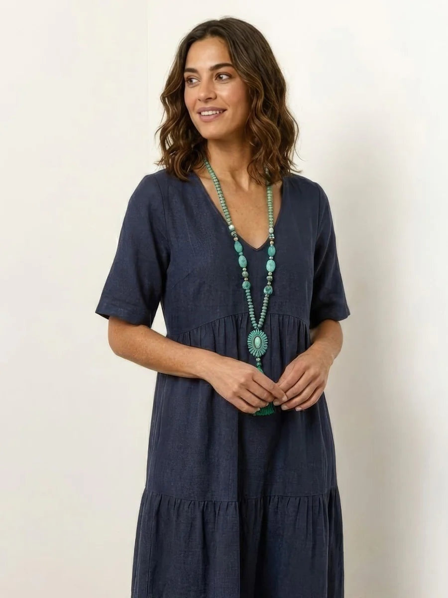 Alexandra | Women's Long Holiday Party Dress V Neck Ruffle Maxi