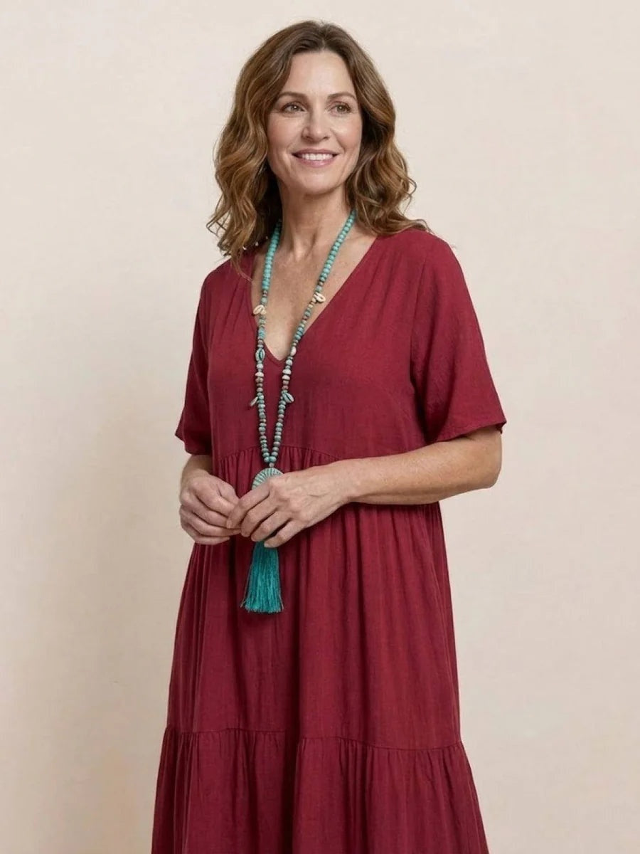 Alexandra | Women's Long Holiday Party Dress V Neck Ruffle Maxi