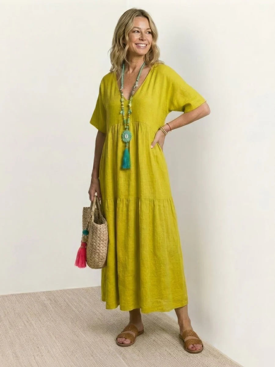 Alexandra | Women's Long Holiday Party Dress V Neck Ruffle Maxi
