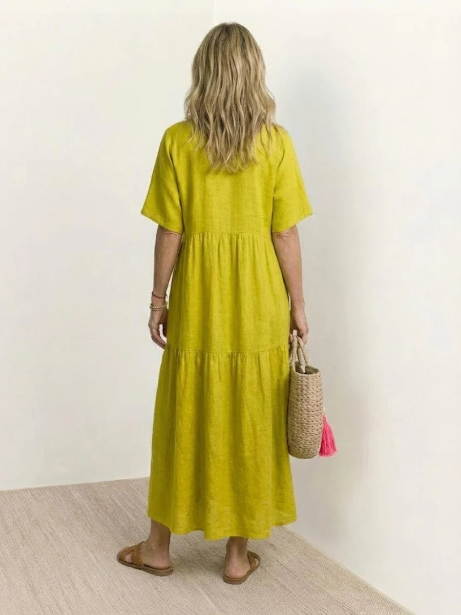 Alexandra | Women's Long Holiday Party Dress V Neck Ruffle Maxi
