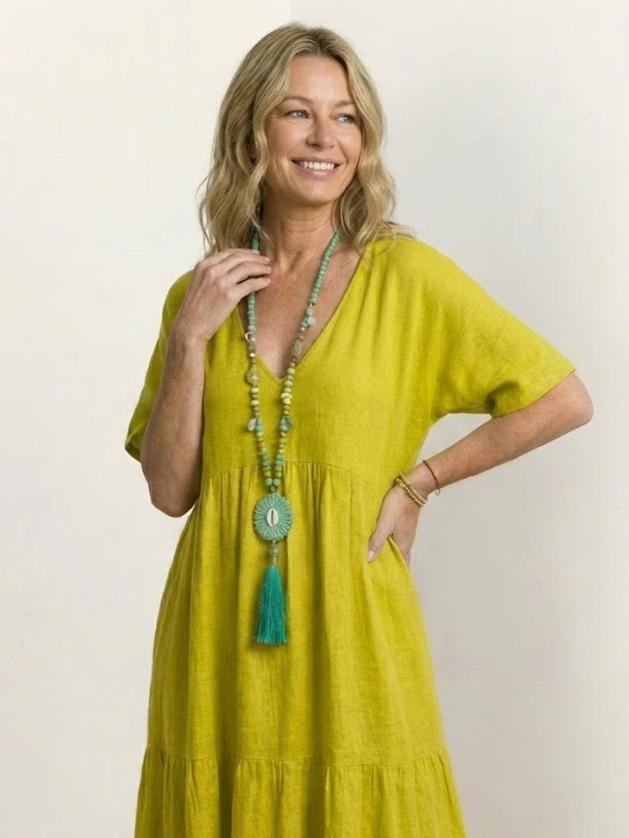 Alexandra | Women's Long Holiday Party Dress V Neck Ruffle Maxi