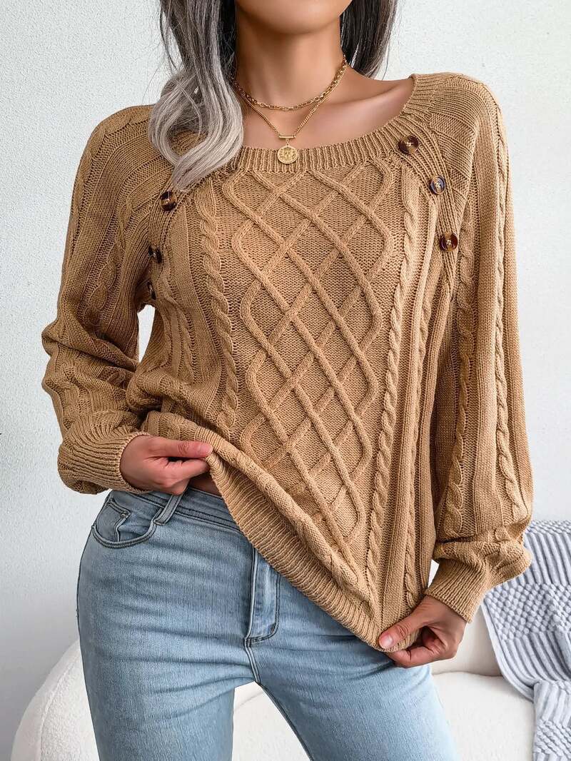 Juno | Cable Knit Button Detail Sweater