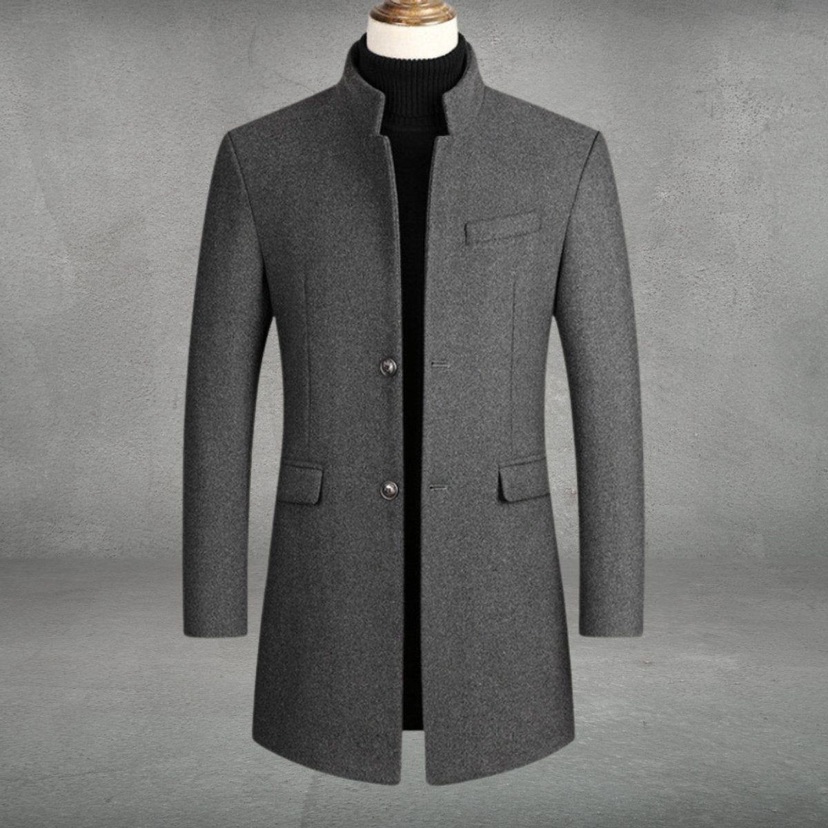 Damian | Men's Slim Fit Wool Blend Winter Coat Stand Collar
