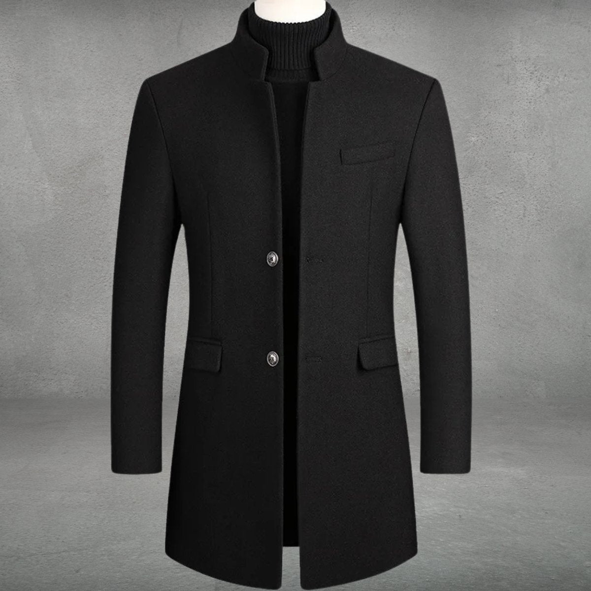 Damian | Men's Slim Fit Wool Blend Winter Coat Stand Collar