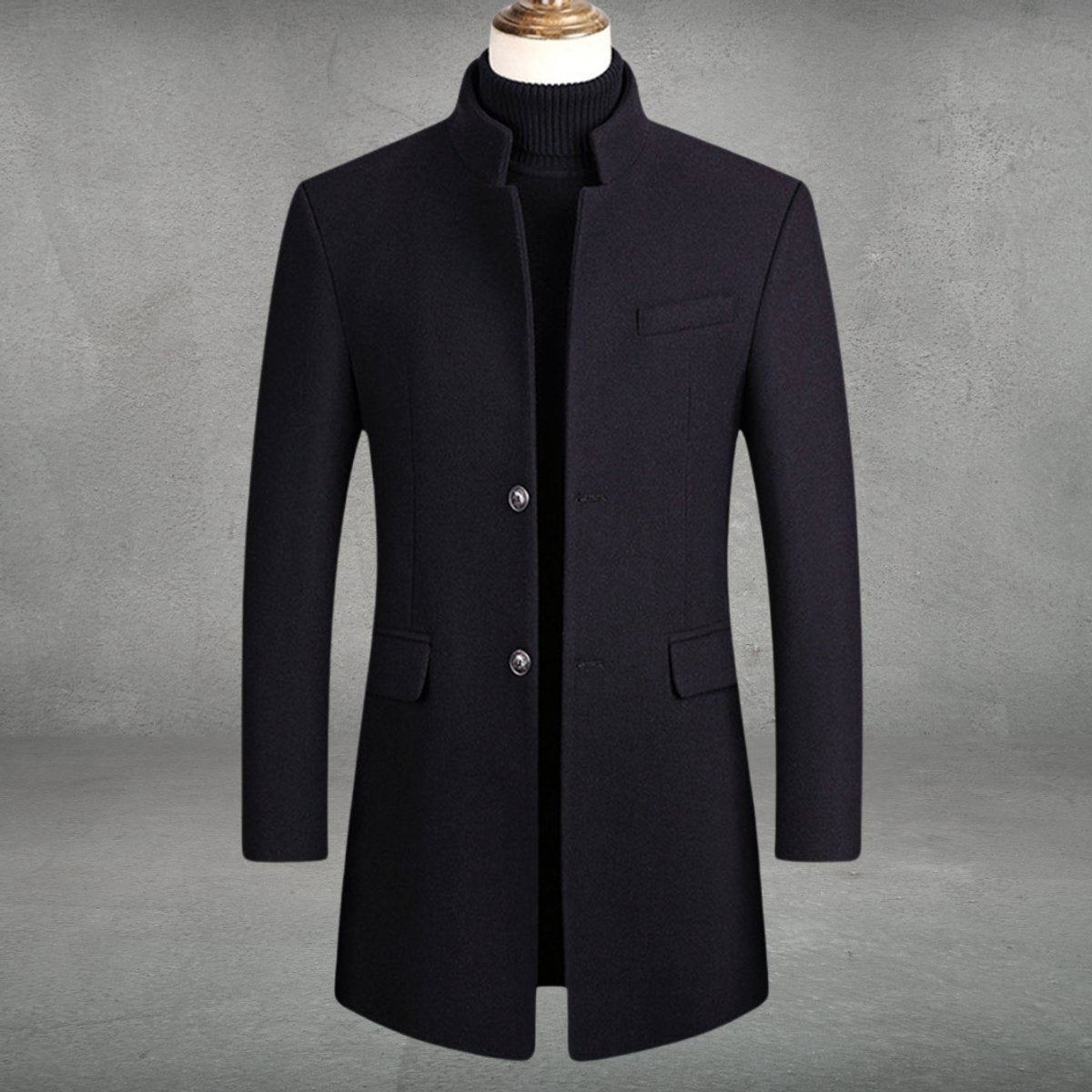 Damian | Men's Slim Fit Wool Blend Winter Coat Stand Collar