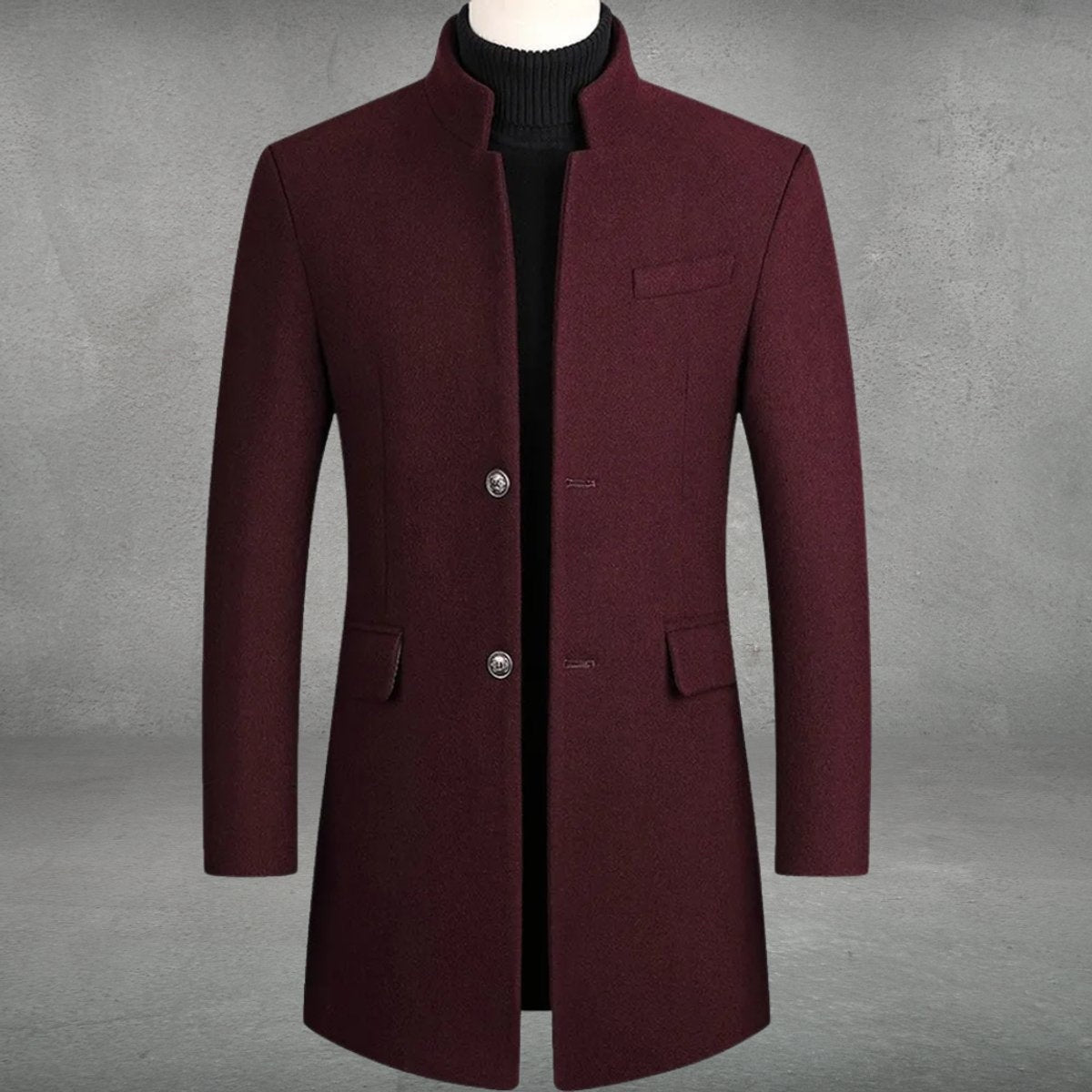 Damian | Men's Slim Fit Wool Blend Winter Coat Stand Collar