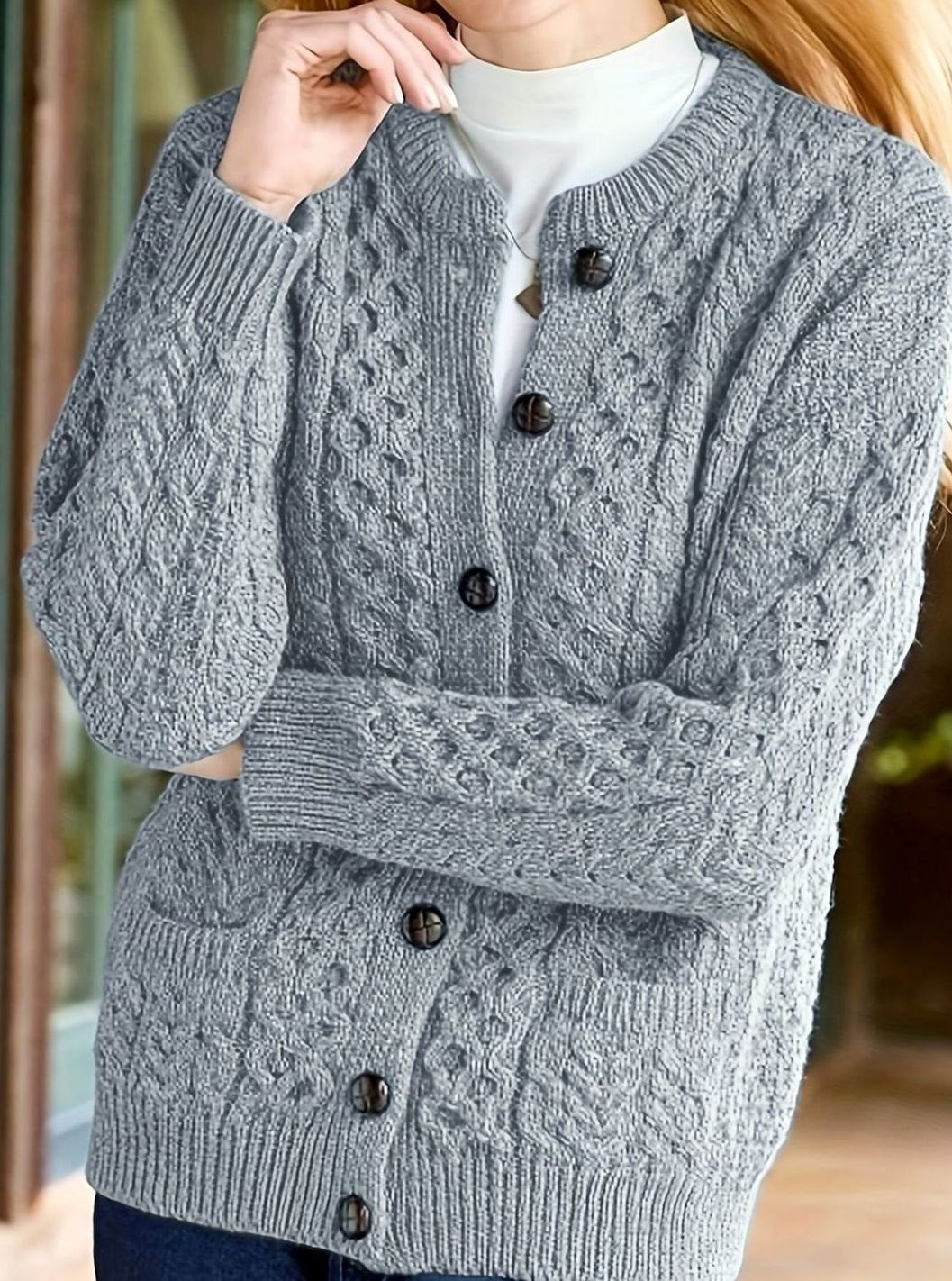 Hadley Women's Cable Knit Button Cardigan