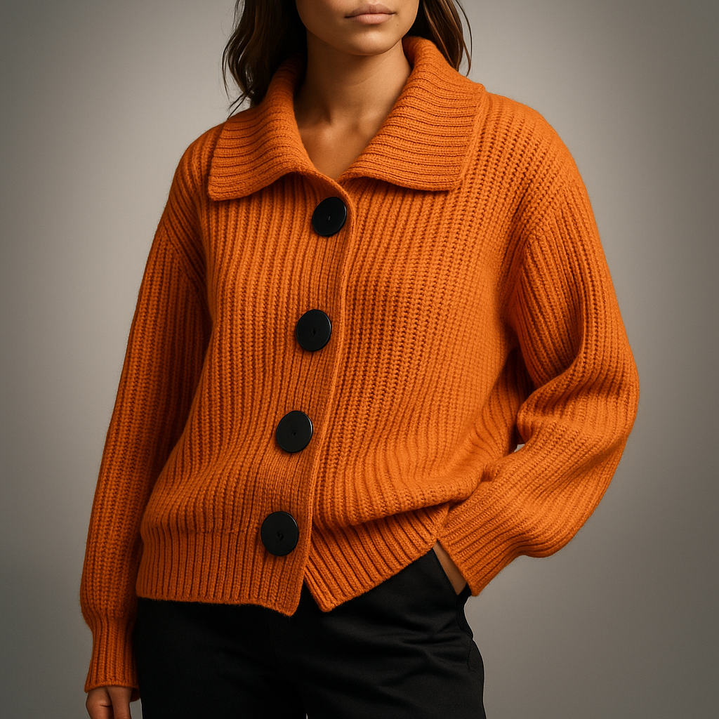 Aoife | Oversized Button-Front Orange Cardigan