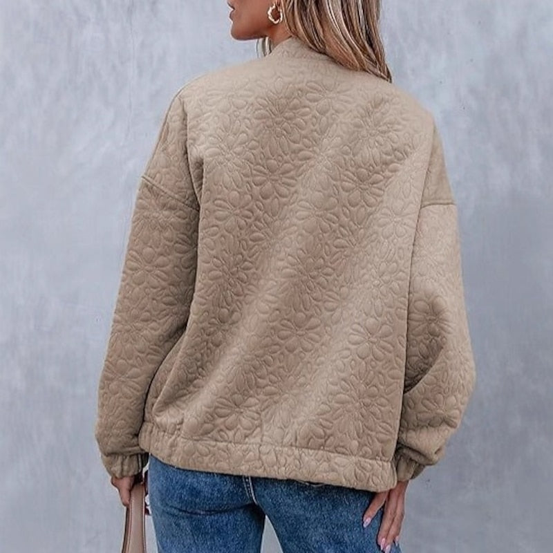 Calla | Textured Floral Lightweight Fall Bomber Jacket