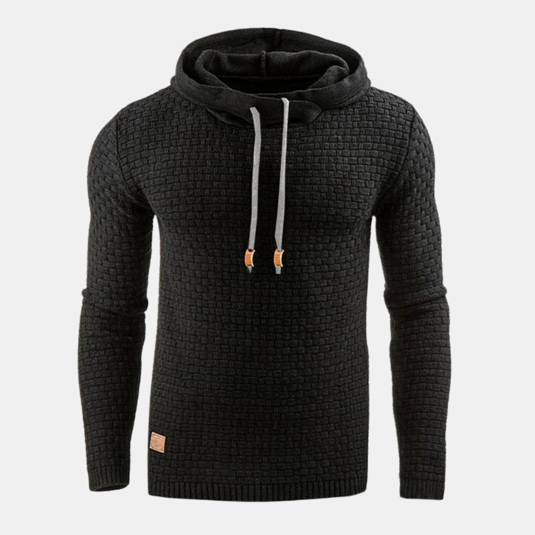 Waffle Knit Hoodie Pullover for Men