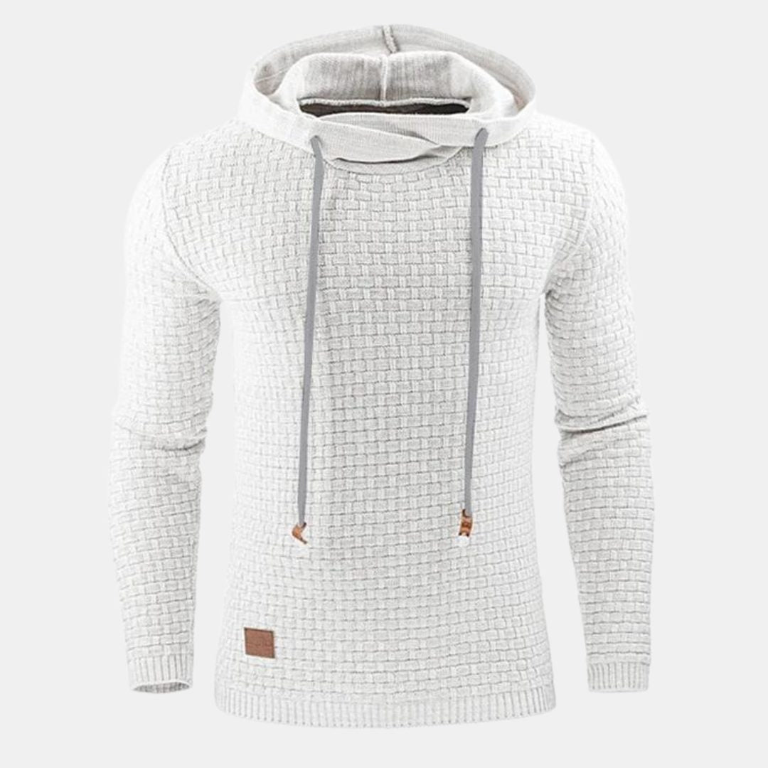 Waffle Knit Hoodie Pullover for Men