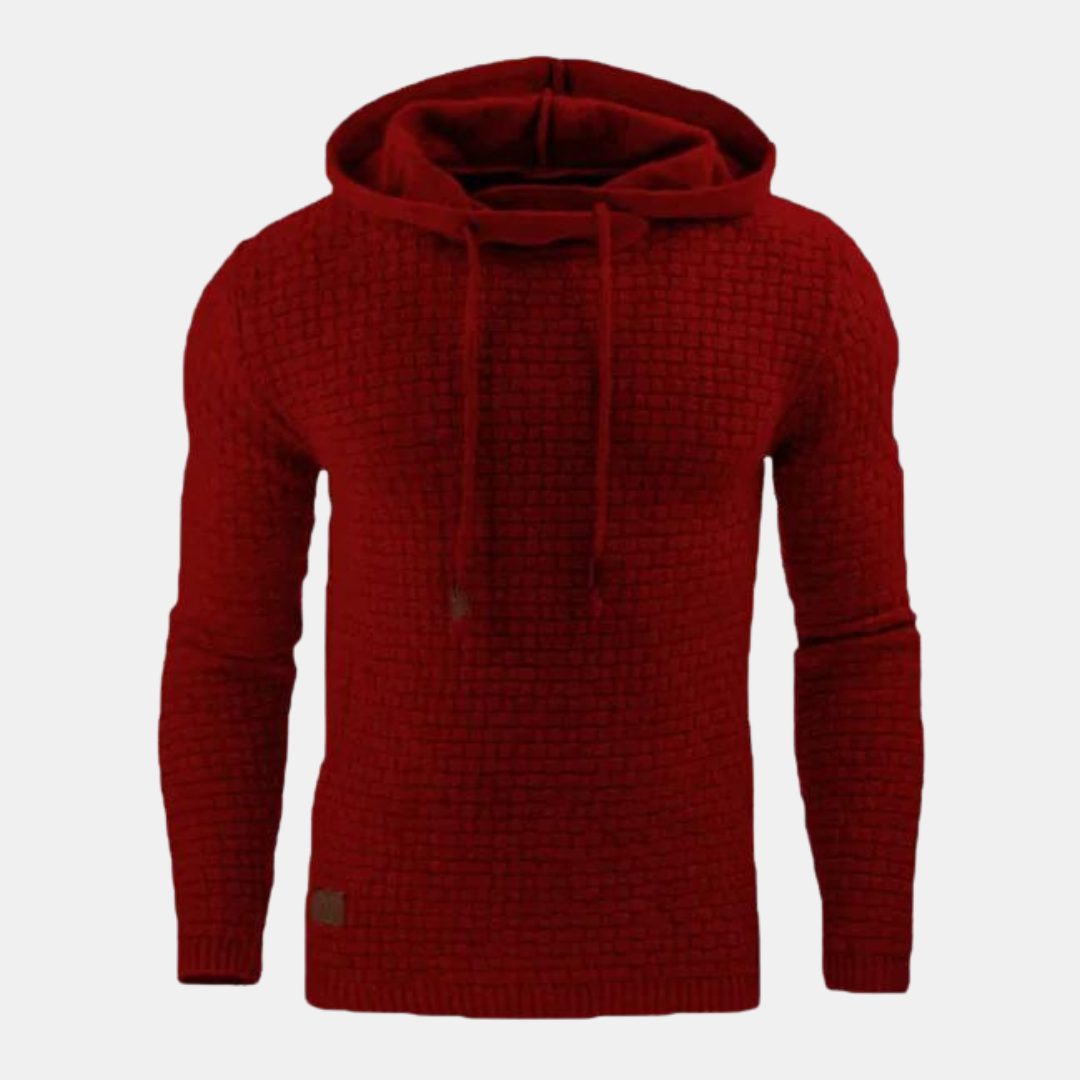 Waffle Knit Hoodie Pullover for Men