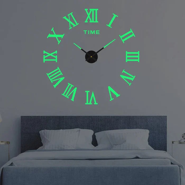 Wall Clock with 3D Self-Adhesive Numbers and Silent Battery Operated Mechanism