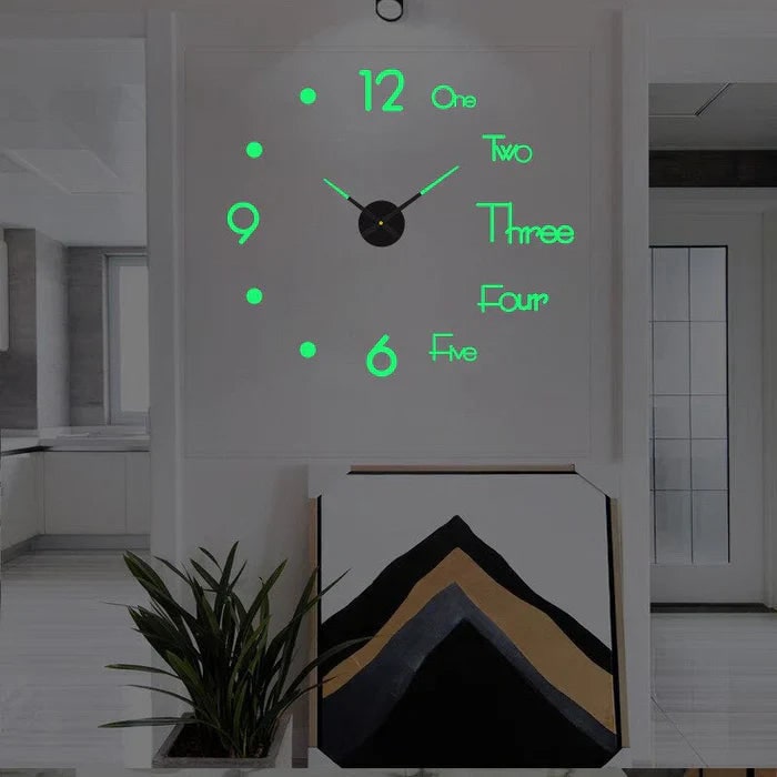 Wall Clock with 3D Self-Adhesive Numbers and Silent Battery Operated Mechanism