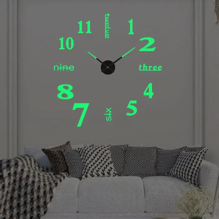 Wall Clock with 3D Self-Adhesive Numbers and Silent Battery Operated Mechanism