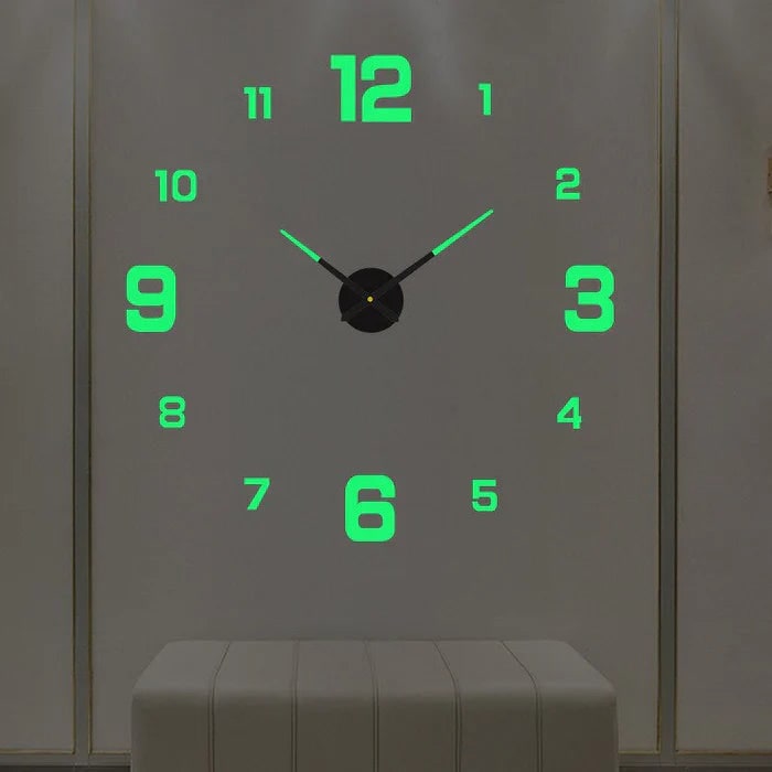 Wall Clock with 3D Self-Adhesive Numbers and Silent Battery Operated Mechanism