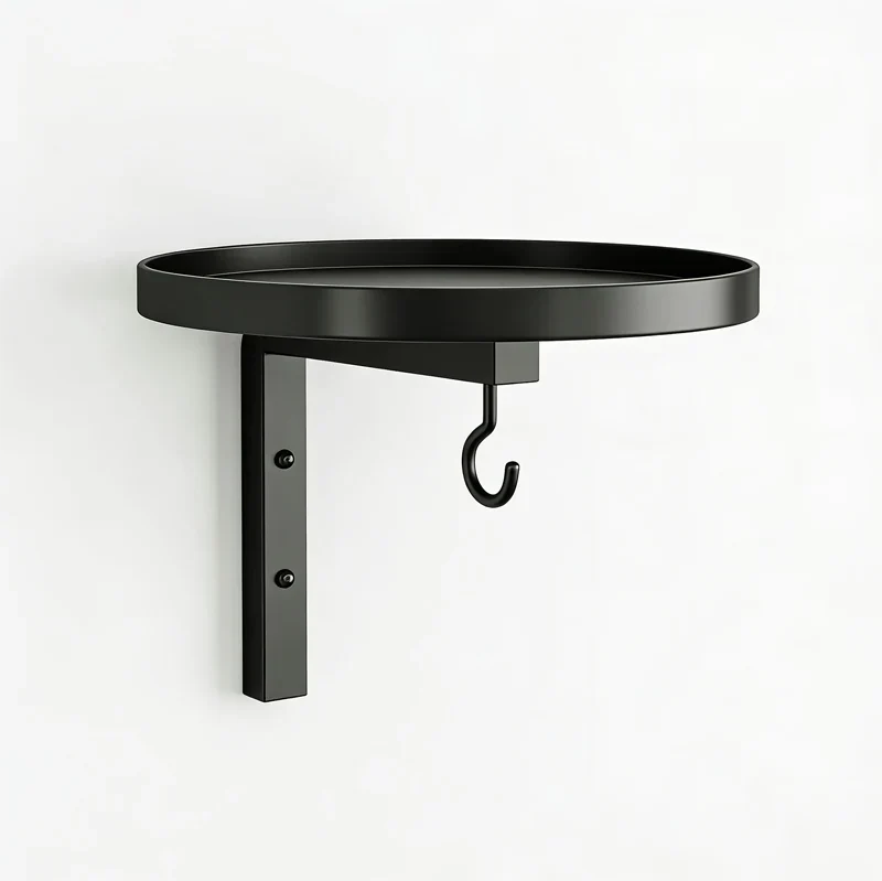 Wall-Mounted Bird Bath | Weatherproof Iron & 2-in-1 Basin & Hook | 20 cm Basin