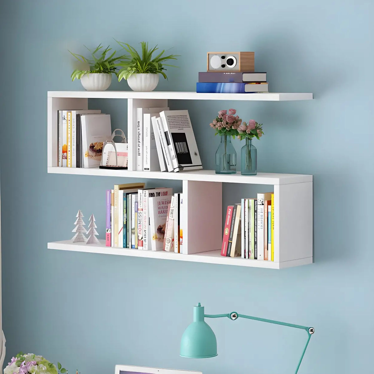 Wall-Mounted Bookshelf | Floating Poplar Wood | Widths 60–120 cm