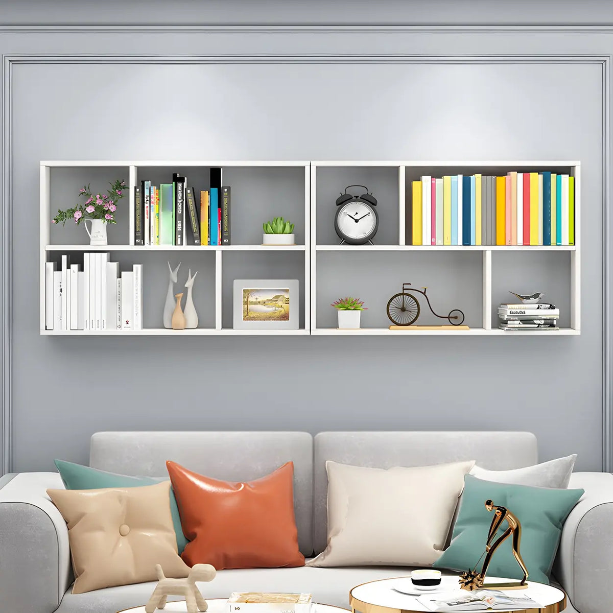 Wall-Mounted Bookshelf | Floating Poplar Wood | Widths 60–120 cm