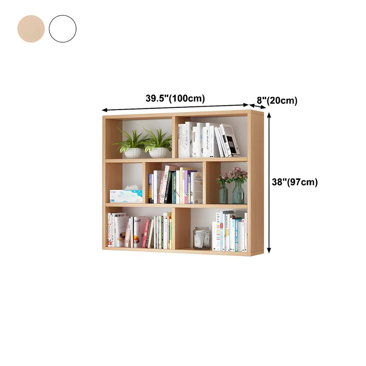 Wall-Mounted Bookshelf | Floating Poplar Wood | Widths 60–120 cm