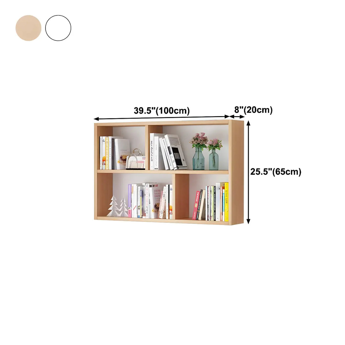 Wall-Mounted Bookshelf | Floating Poplar Wood | Widths 60–120 cm
