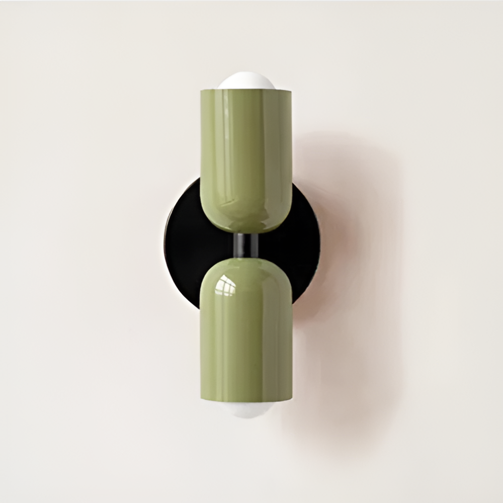Wall Sconce with Dual Capsule Shades and Up-Down Lighting for Modern