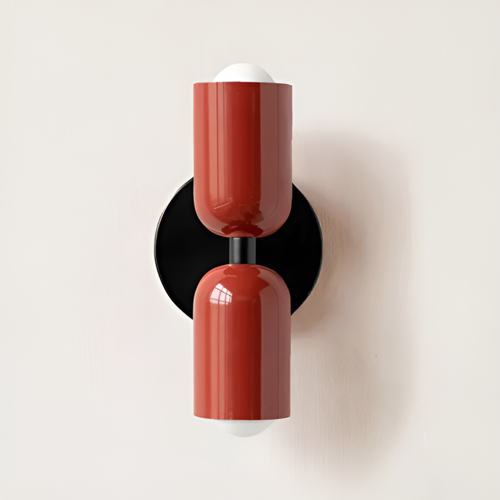 Wall Sconce with Dual Capsule Shades and Up-Down Lighting for Modern