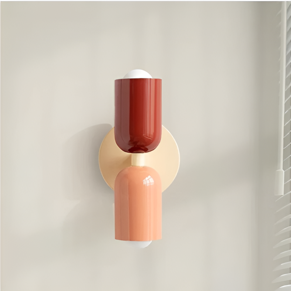 Wall Sconce with Dual Capsule Shades and Up-Down Lighting for Modern