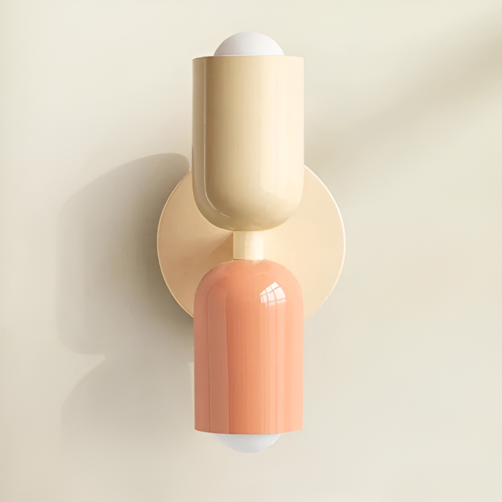 Wall Sconce with Dual Capsule Shades and Up-Down Lighting for Modern