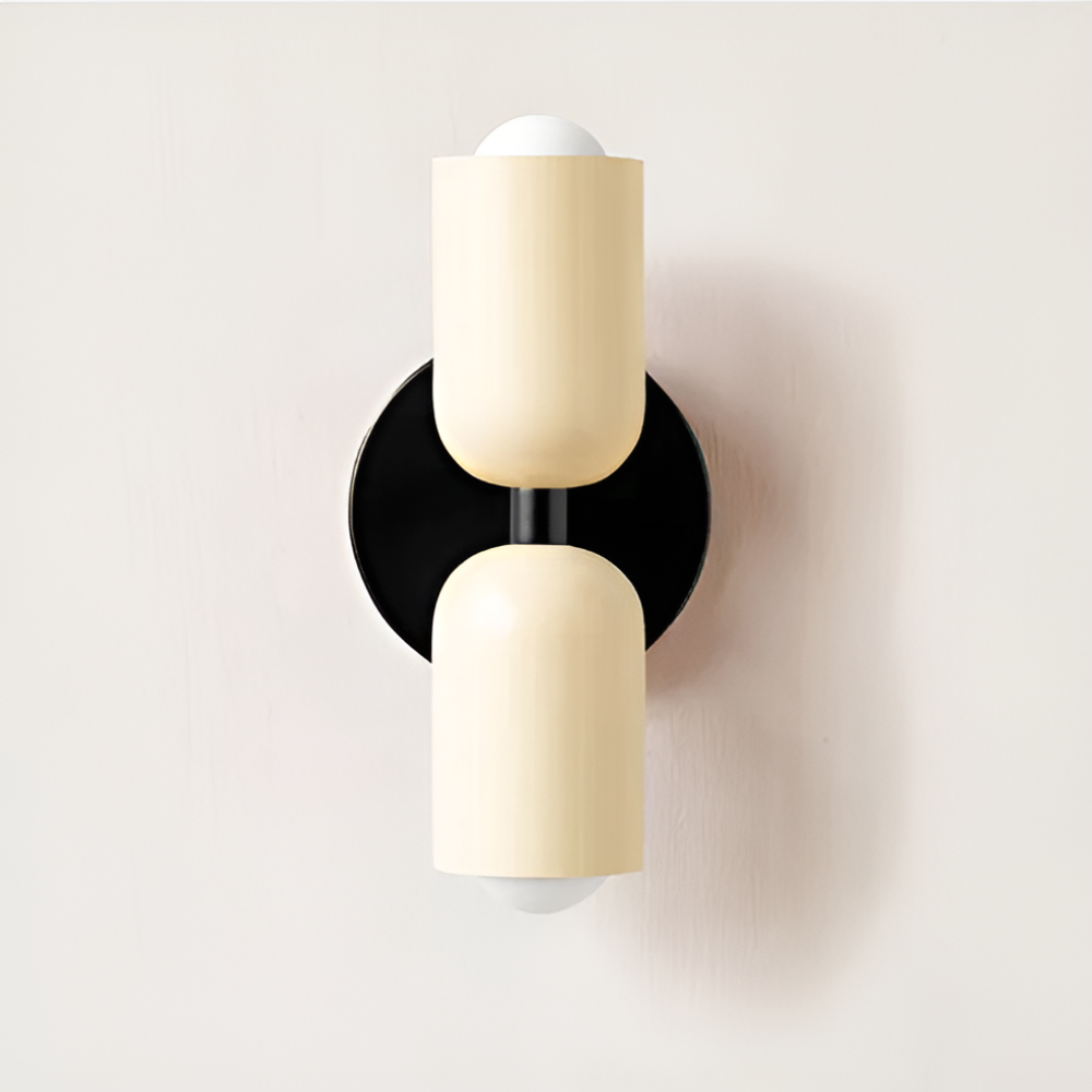 Wall Sconce with Dual Capsule Shades and Up-Down Lighting for Modern