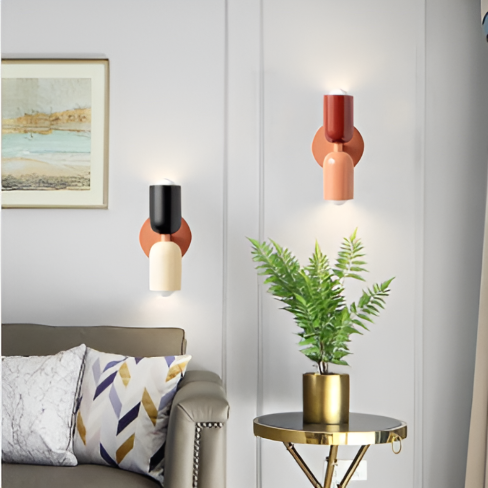 Wall Sconce with Dual Capsule Shades and Up-Down Lighting for Modern
