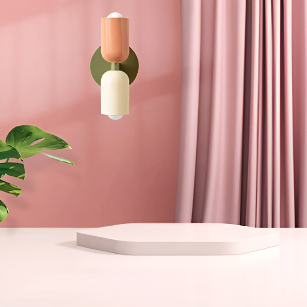 Wall Sconce with Dual Capsule Shades and Up-Down Lighting for Modern