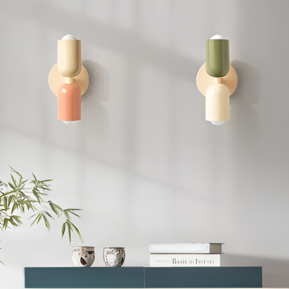 Wall Sconce with Dual Capsule Shades and Up-Down Lighting for Modern