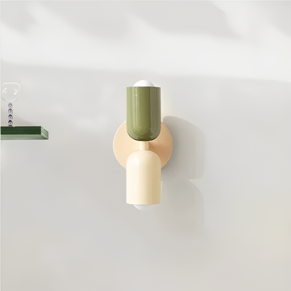 Wall Sconce with Dual Capsule Shades and Up-Down Lighting for Modern