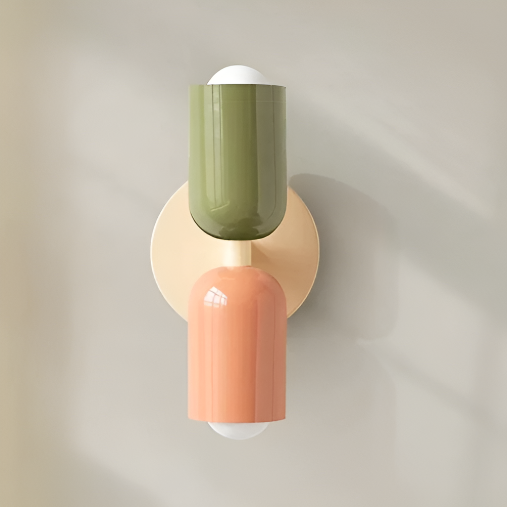 Wall Sconce with Dual Capsule Shades and Up-Down Lighting for Modern