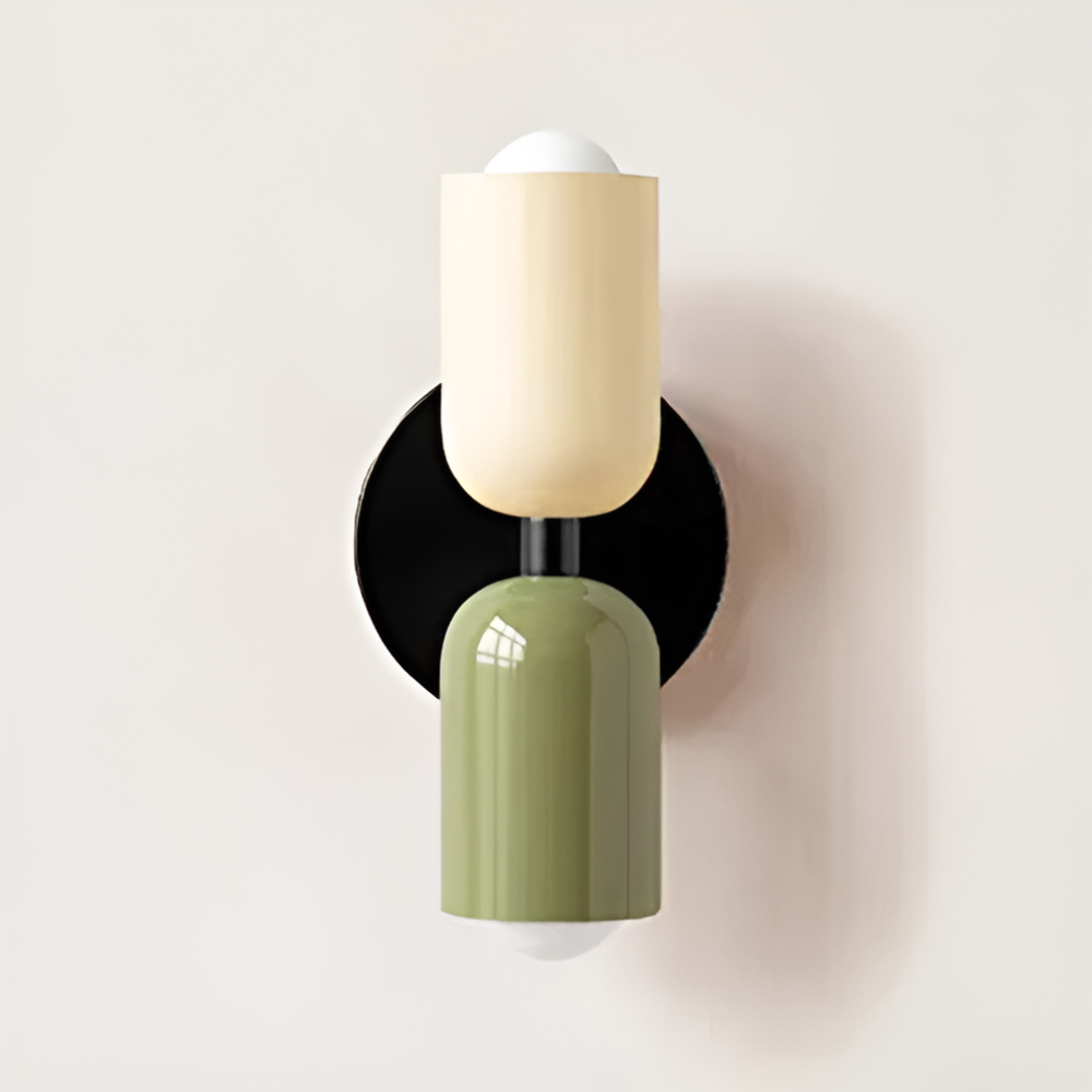 Wall Sconce with Dual Capsule Shades and Up-Down Lighting for Modern