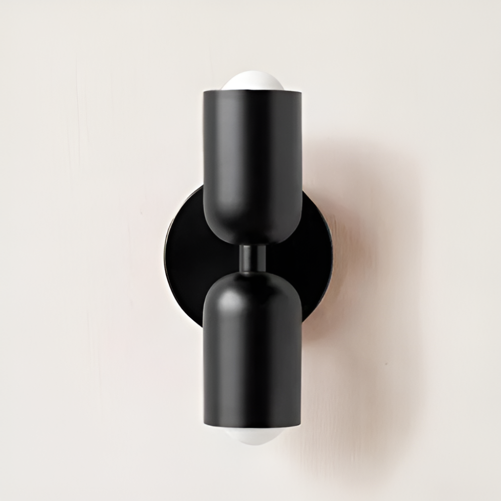 Wall Sconce with Dual Capsule Shades and Up-Down Lighting for Modern