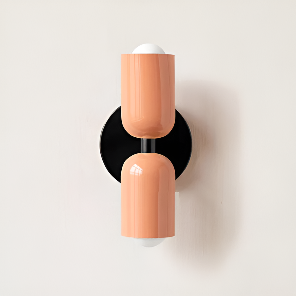 Wall Sconce with Dual Capsule Shades and Up-Down Lighting for Modern