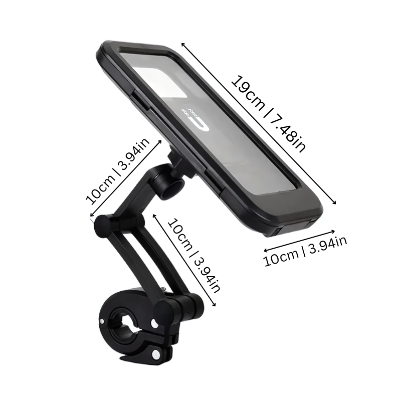 Waterproof Bike Phone Holder Mount with Adjustable Arm and Clear Touch Screen