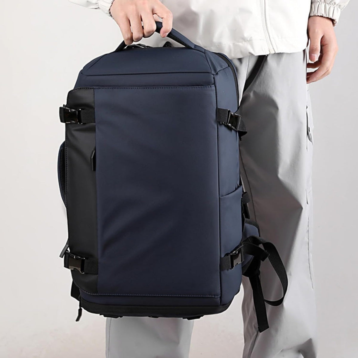 Waterproof Travel Backpack with Laptop Compartment USB Port and Trolley Sleeve