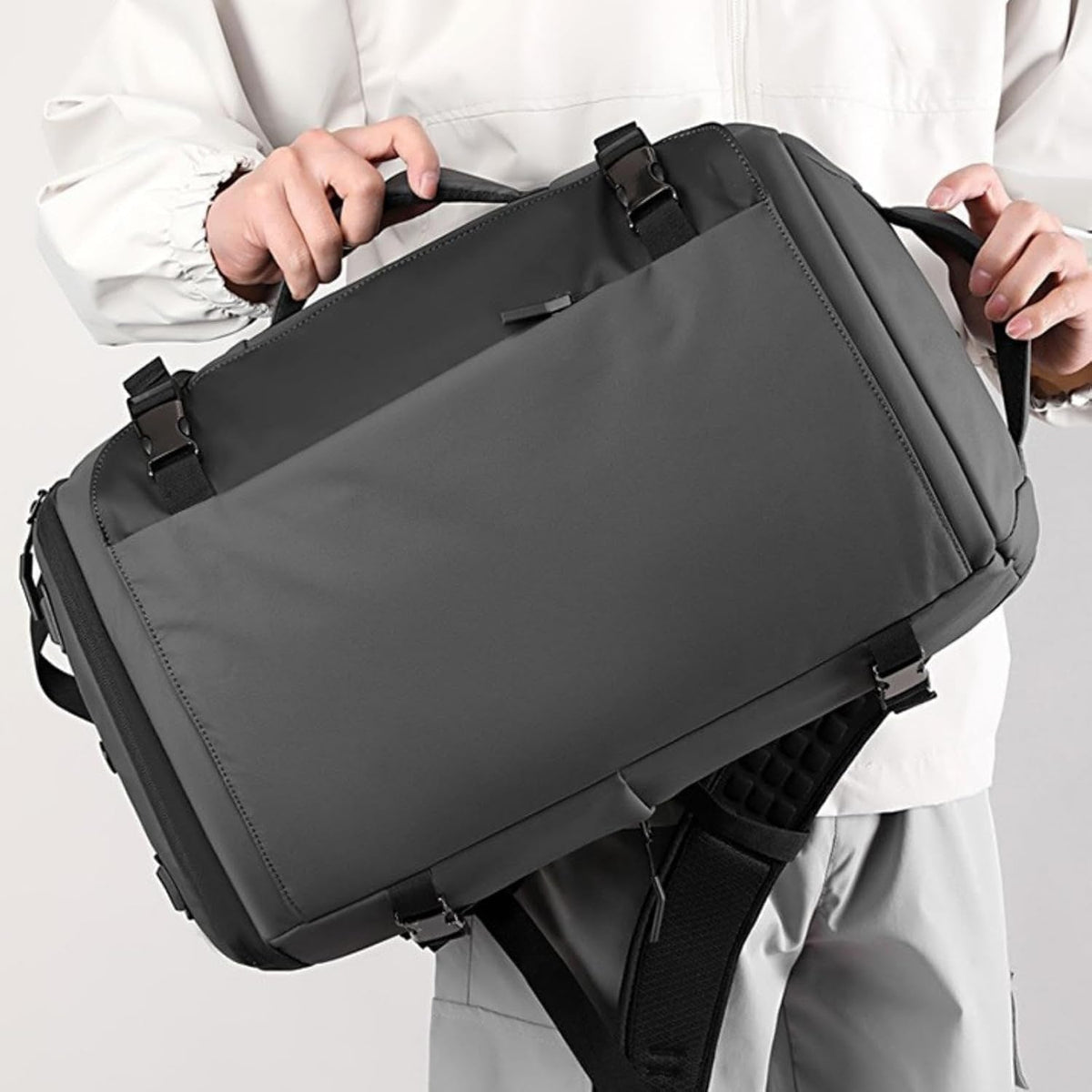 Waterproof Travel Backpack with Laptop Compartment USB Port and Trolley Sleeve