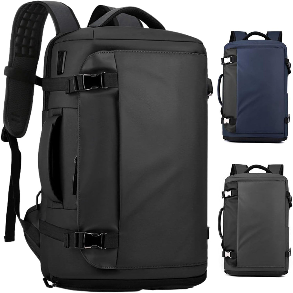 Waterproof Travel Backpack with Laptop Compartment USB Port and Trolley Sleeve