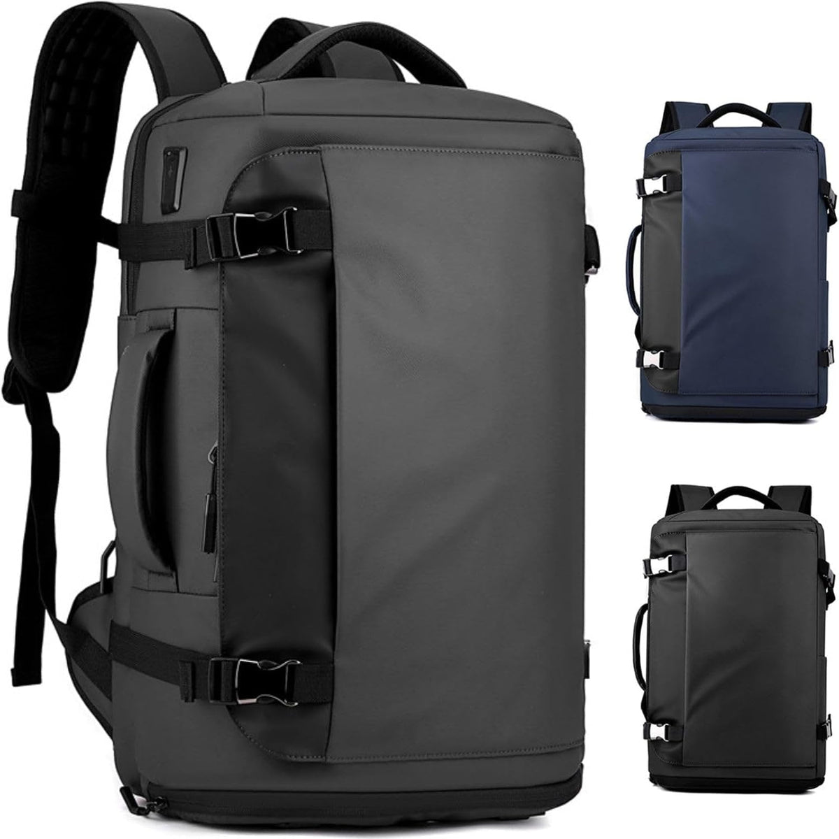 Waterproof Travel Backpack with Laptop Compartment USB Port and Trolley Sleeve