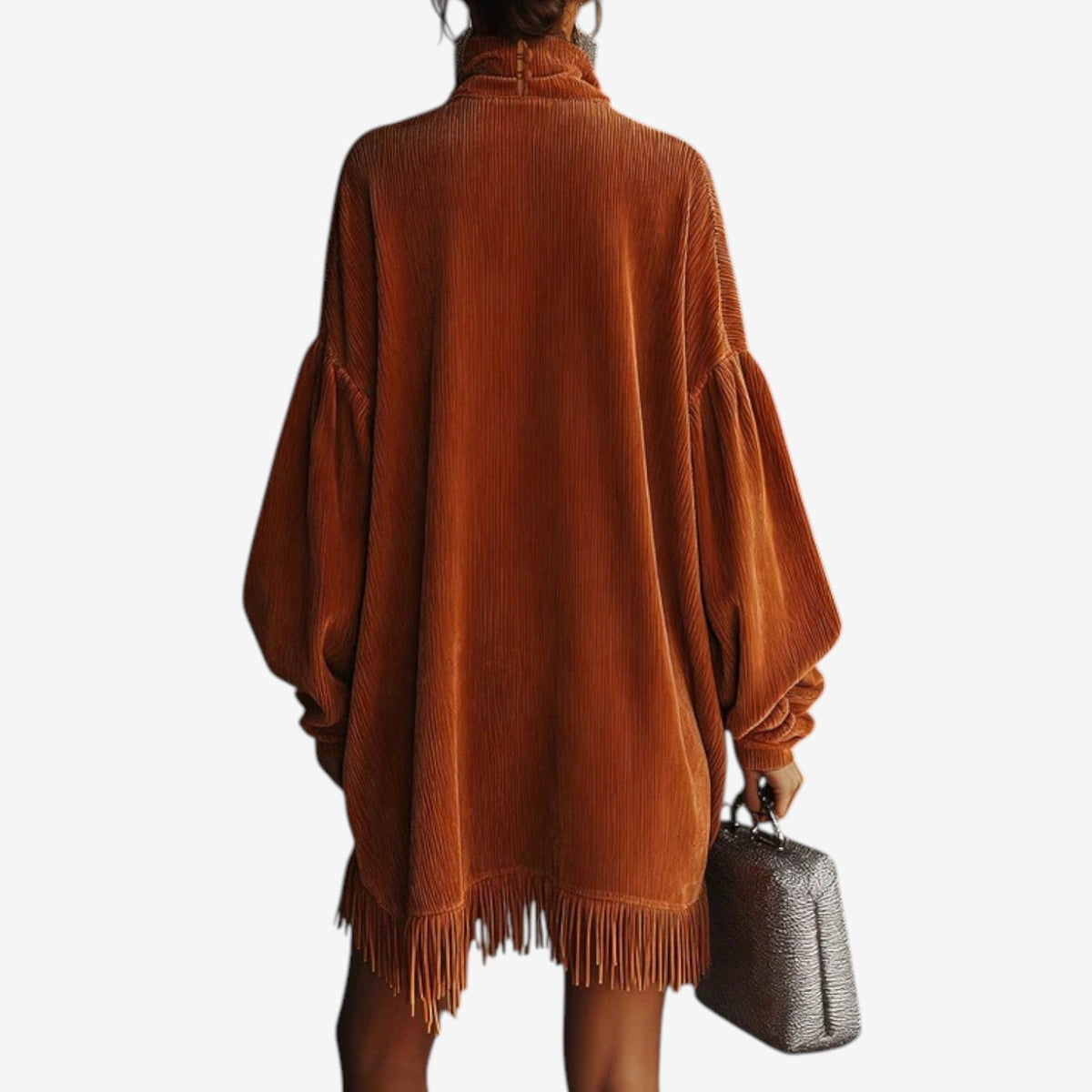 Persimmon | Knit Fringe Sweater Dress