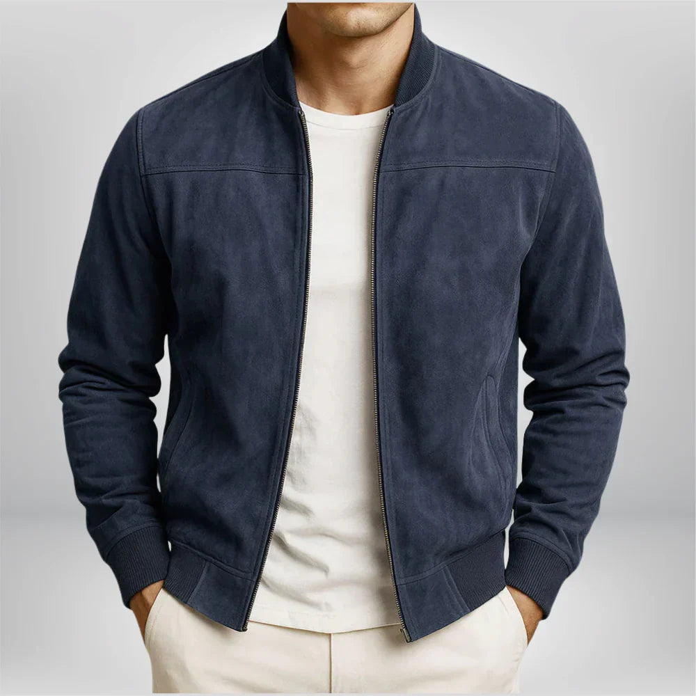 Wayne - Men's Suede Bomber Jacket