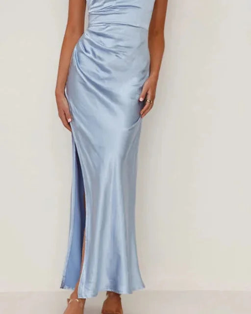 Wedding Guest Dress – Black Pleated Maxi