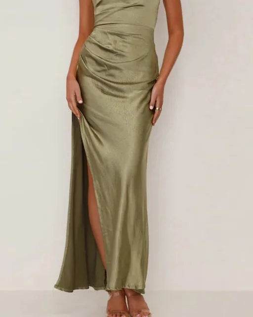 Wedding Guest Dress – Black Pleated Maxi