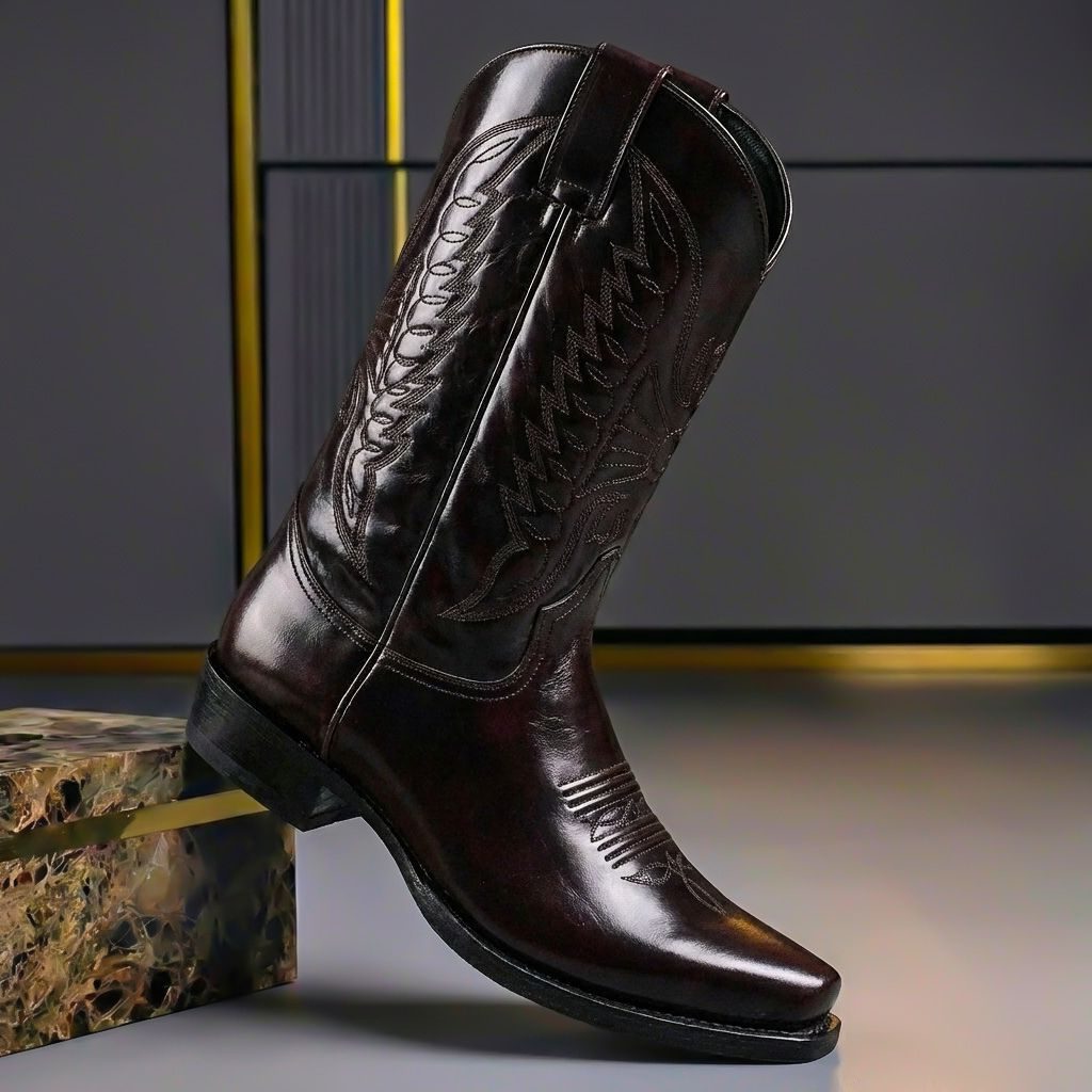 Western Leather Cowboy Boots for Men
