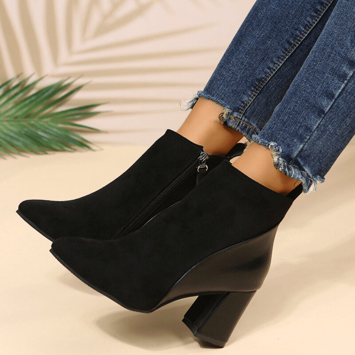 Theoline | Shaft Pointed Toe Ankle Boots