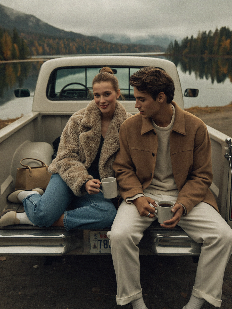 Teddy coat and wool overshirt
